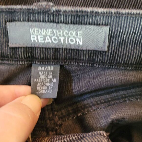 Kenneth Cole Reaction Mens Pants Corduroy Thin Two Toned Striped Black 34 x 32 - Picture 10 of 13